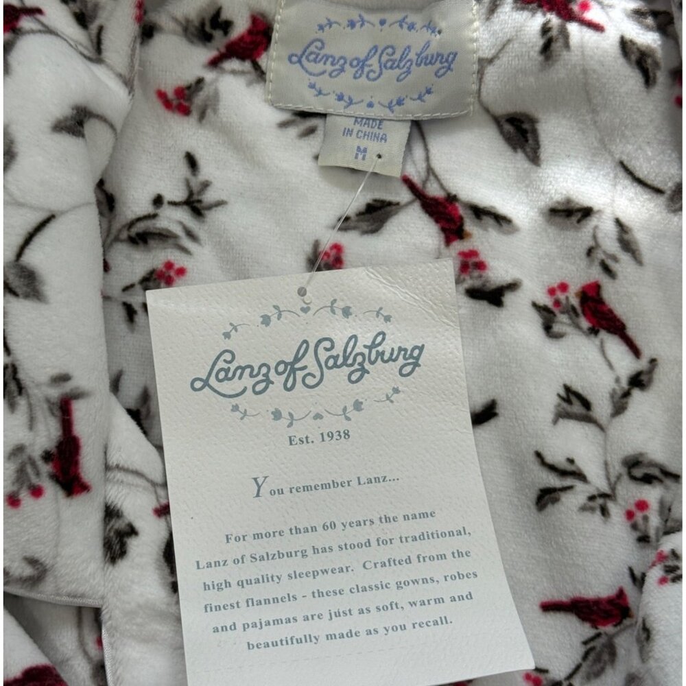 Lanz Of Salzburg Womens Floral Button-Up Pajama Top Flannel Cardinal Size M NEW - Picture 4 of 7